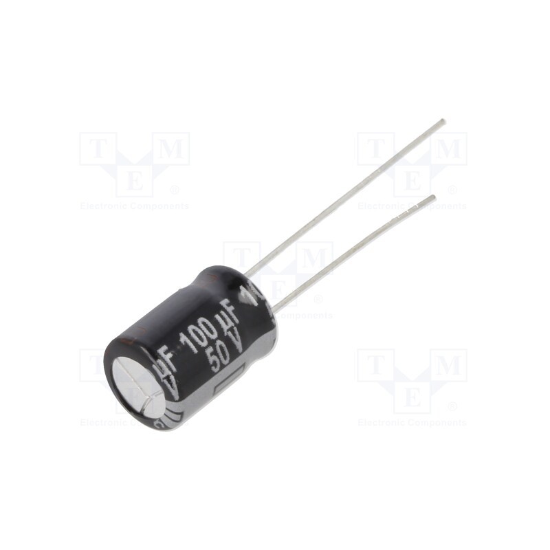 50 pcs : ECA1HHG101 - Capacitor: electrolytic, THT, 100uF, 50VDC, Ø8x11.5mm, Pitch: 3.5mm