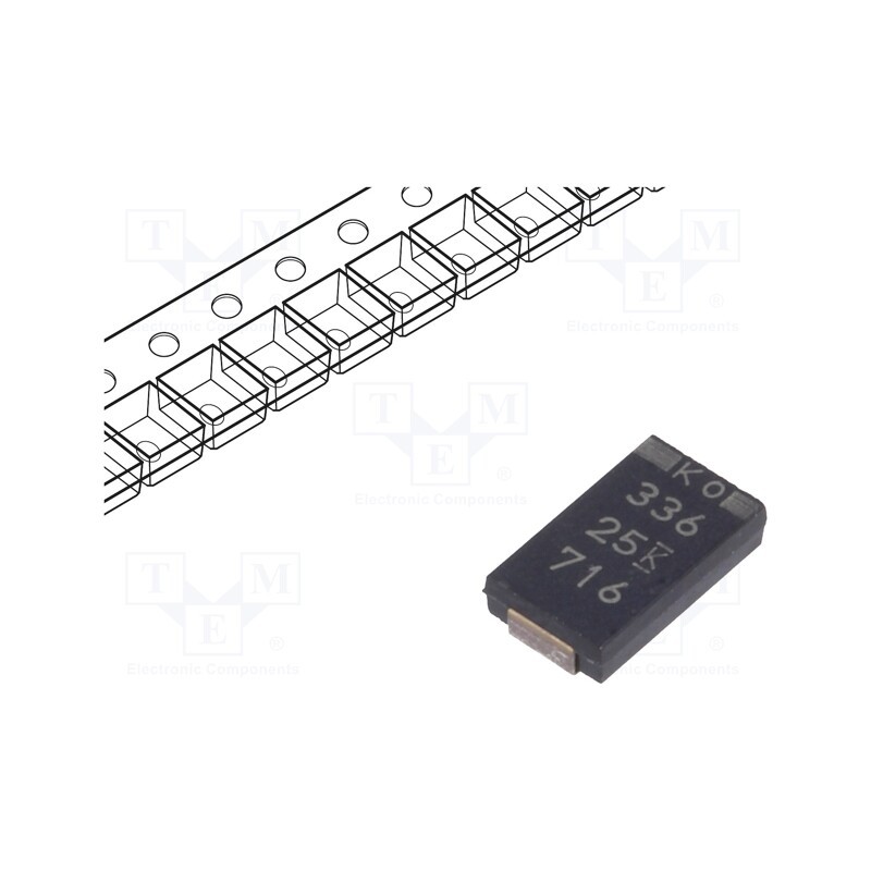10 pcs : T521V476M020ATE090 - Capacitor: tantalum-polymer, low ESR, 47uF, 20VDC, V, 2917, SMD