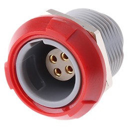 1 pcs - Lemo Circular Connector, 4 Contacts, Panel Mount, Socket, Female, IP50, Redel P Series