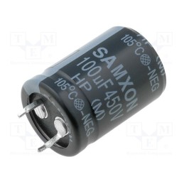 10 pcs : HP 100U/450V - Capacitor: electrolytic, SNAP-IN, 100uF, 450VDC, Ø22x30mm, ±20%