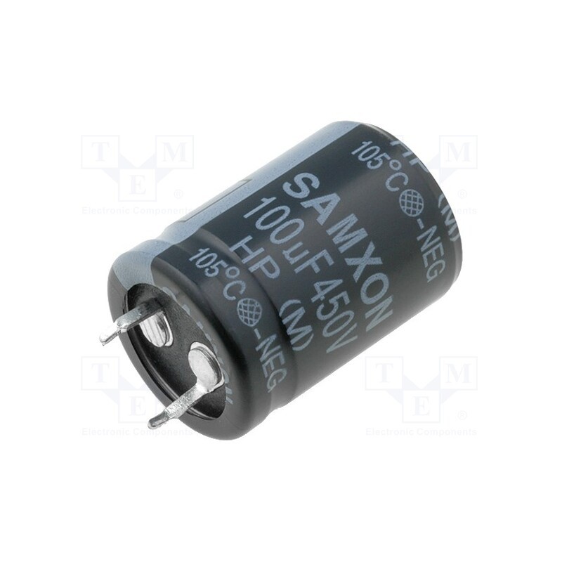 10 pcs : HP 100U/450V - Capacitor: electrolytic, SNAP-IN, 100uF, 450VDC, Ø22x30mm, ±20%