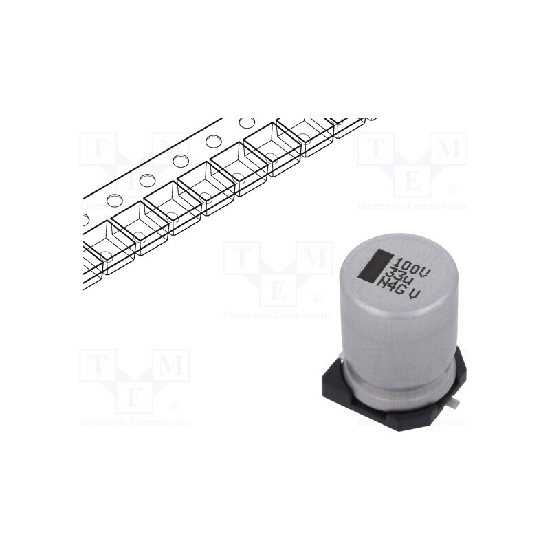 10 pcs : MAL215379339E3 - Capacitor: electrolytic, SMD, 33uF, 100VDC, 10x10x14mm, ±20%, 3000h