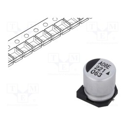 10 pcs : AEA1213221M063R - Capacitor: electrolytic, SMD, 220uF, 63VDC, Ø12.5x13.5mm, 5000h