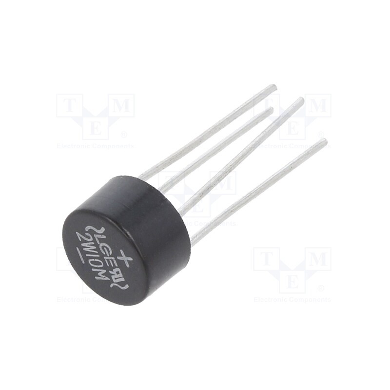 20 pcs : 2W10M - Bridge rectifier: single-phase, Urmax: 1kV, If: 2A, Ifsm: 60A, round
