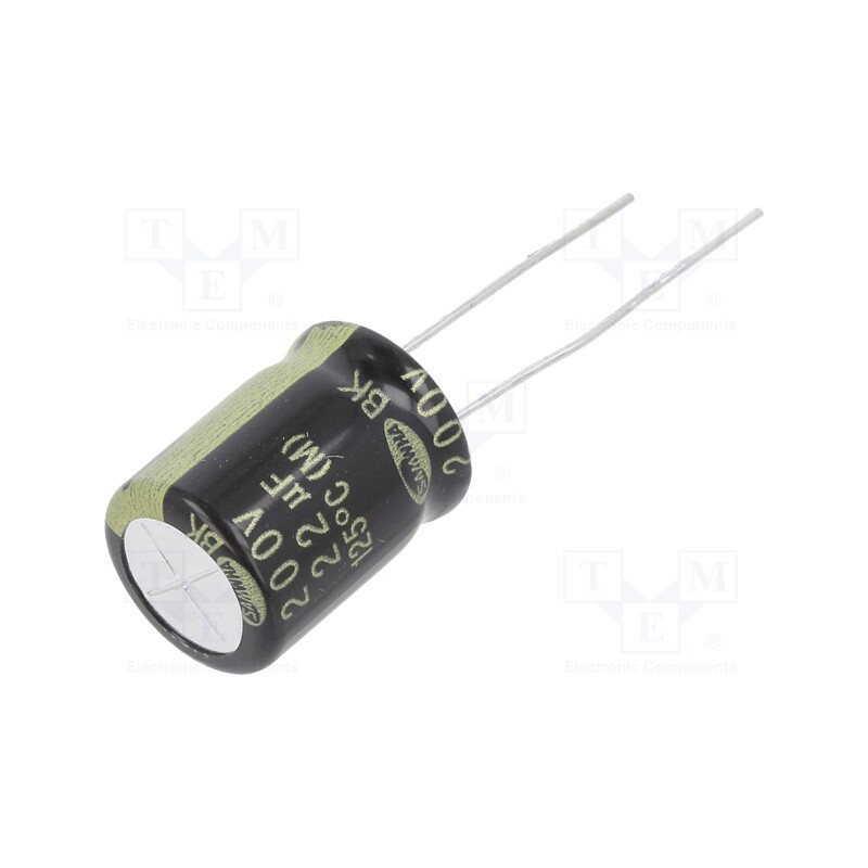 50 pcs : BK2D226M12016PL - Capacitor: electrolytic, THT, 22uF, 200VDC, Ø12.5x16mm, ±20%, 5000h