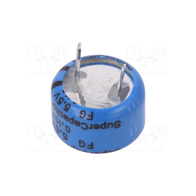 10 pcs : FG0H104ZF - Supercapacitor, THT, 0.1F, 5.5VDC, -20÷80%, Body dim: Ø11x6.5mm