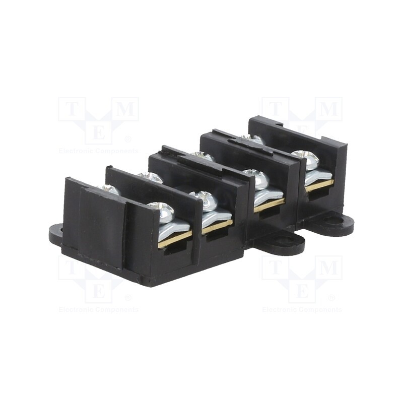 10 pcs : E.4002BL - Terminal block, screw terminal, 1.5÷4mm2, 380V, ways: 4, black