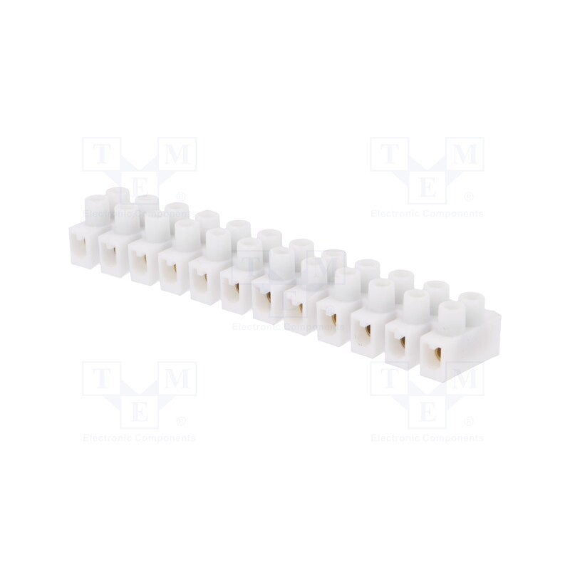 10 pcs : E.4031 - Terminal block, screw terminal, 2.5mm2, 400V, 24A, ways: 12, white