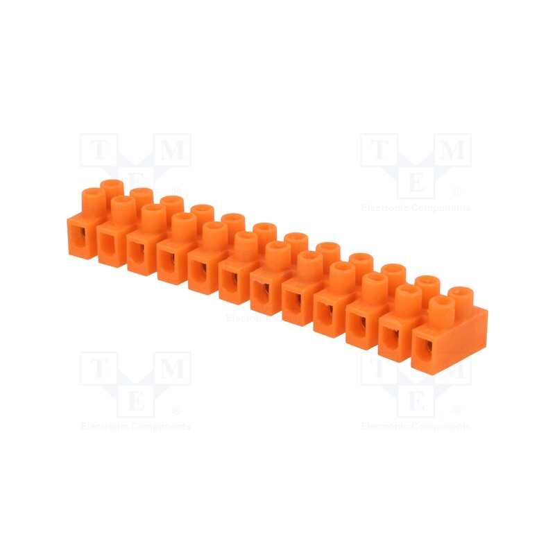10 pcs : E.4031P - Terminal block, screw terminal, 2.5mm2, 400V, 24A, ways: 12, orange