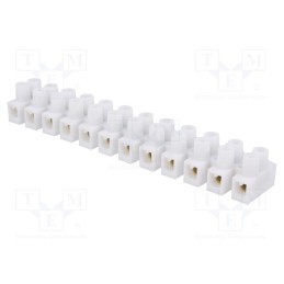10 pcs : E.4032 - Terminal block, screw terminal, 4mm2, 400V, 32A, ways: 12, white