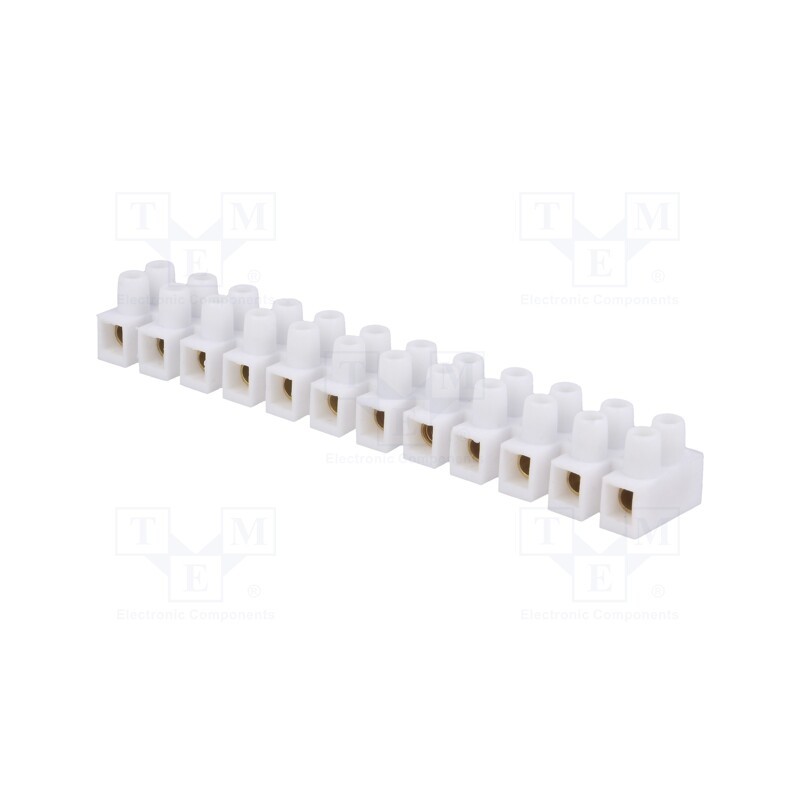 10 pcs : E.4034 - Terminal block, screw terminal, 10mm2, 400V, 57A, ways: 12, white