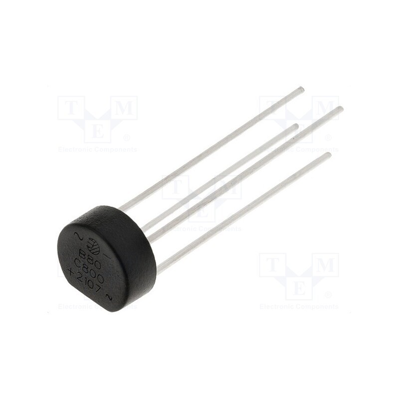 10 pcs : B80C800G-E4/51 - Bridge rectifier: single-phase, Urmax: 125V, If: 0.9A, Ifsm: 45A