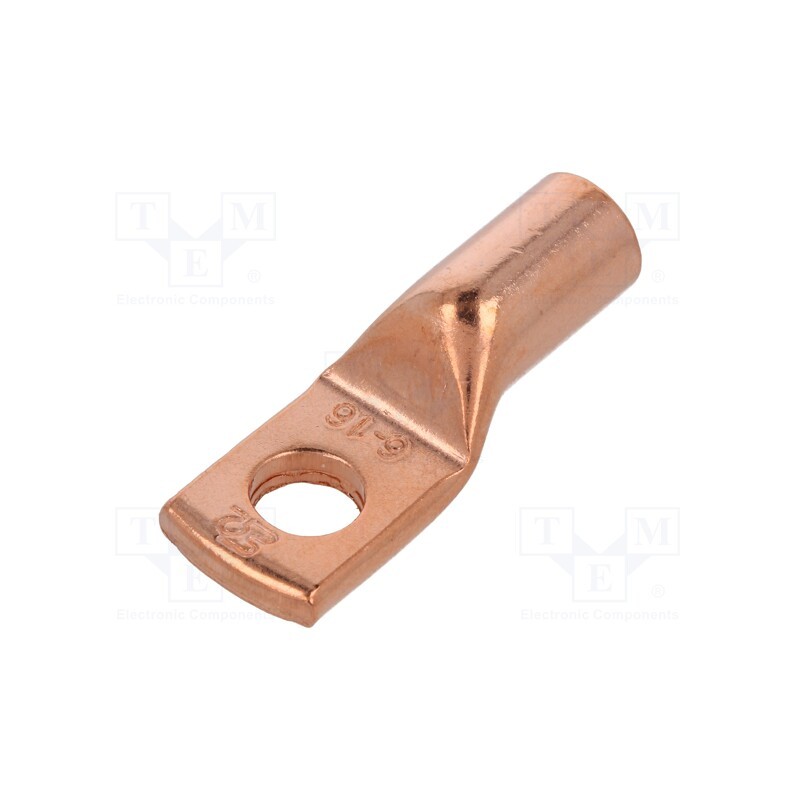 10 pcs : E11KM-01010102900 - Tip: ring tube, M6, 16mm2, crimped, for cable, L: 25.5mm, copper