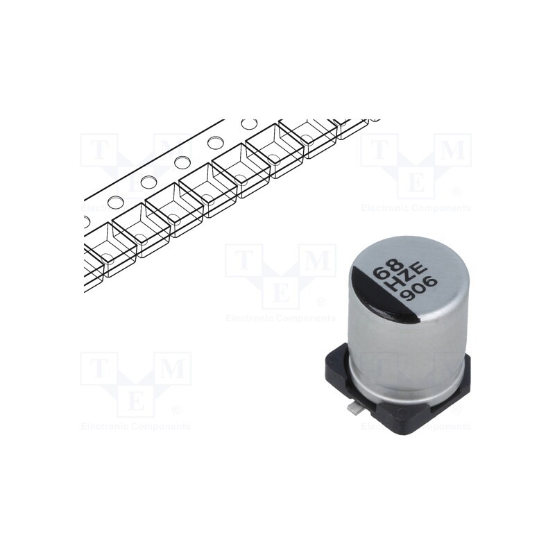 10 pcs : EEHZE1H680P - Capacitor: hybrid, 68uF, 50VDC, ESR: 30mΩ, ZE, SMD, ±20%, -55÷125°C