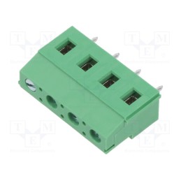 10 pcs : EB147A-04-M - PCB terminal block, Contacts ph: 7.5mm, ways: 4, angled 90°, green