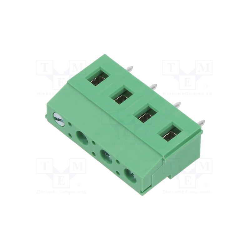 10 pcs : EB147A-04-M - PCB terminal block, Contacts ph: 7.5mm, ways: 4, angled 90°, green