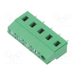 10 pcs : EB147A-05-M - PCB terminal block, Contacts ph: 7.5mm, ways: 5, angled 90°, green
