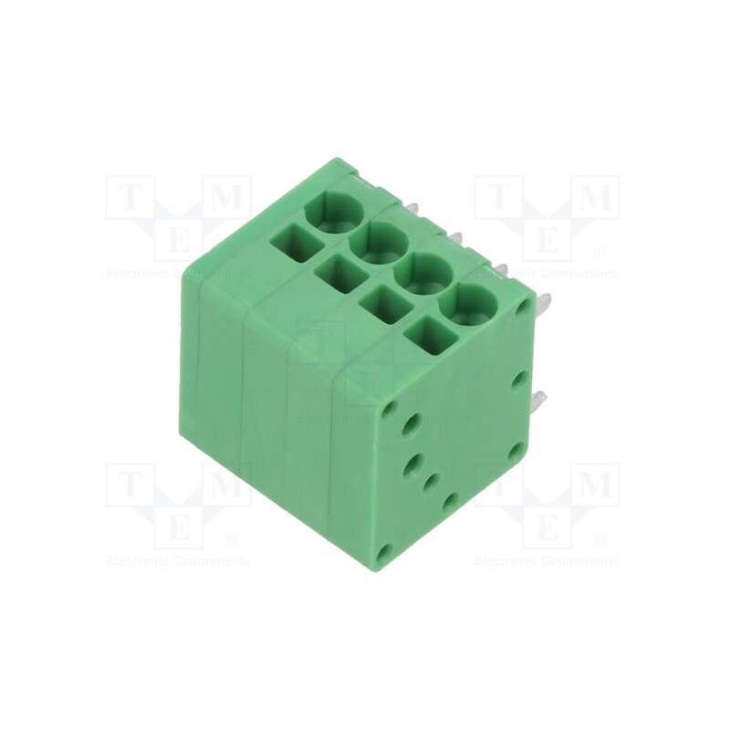 10 pcs : EB163A-04-A - PCB terminal block, Contacts ph: 3.5mm, ways: 4, angled 90°, green