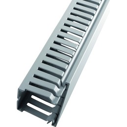 22 pcs - RS PRO Grey Slotted Panel Trunking - Open Slot, W25 mm x D50mm, L2m, Halogen Free PC/ABS