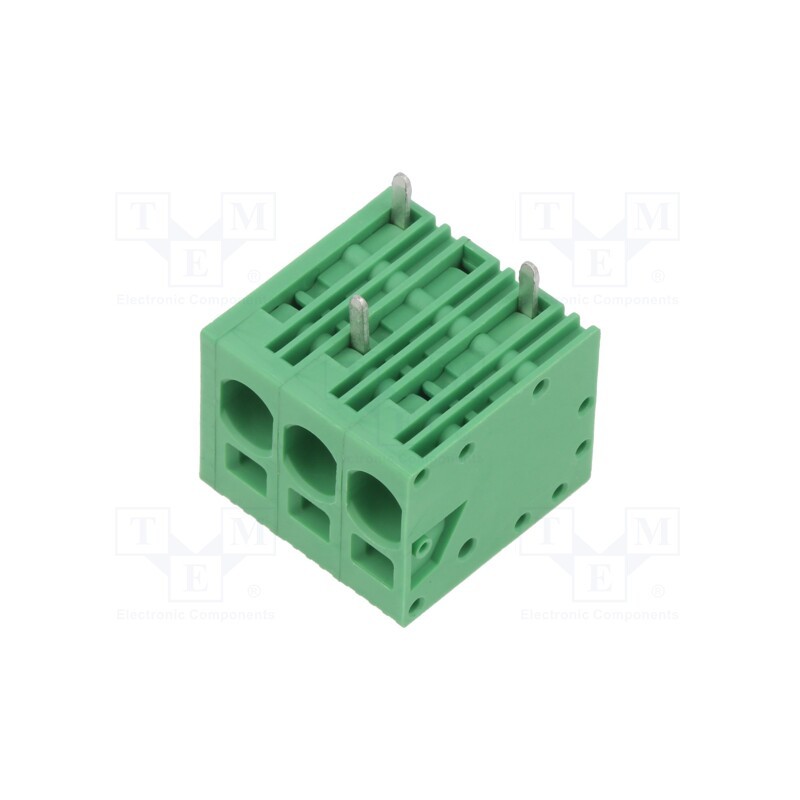 10 pcs : EB167A-03-M - PCB terminal block, Contacts ph: 7.5mm, ways: 3, angled 90°, green