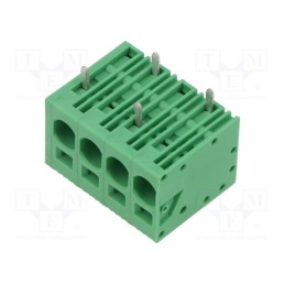 10 pcs : EB167A-04-M - PCB terminal block, Contacts ph: 7.5mm, ways: 4, angled 90°, green