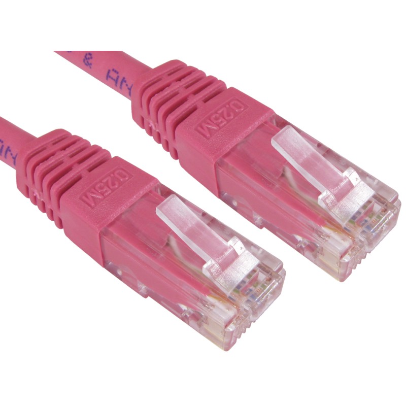 1 pcs - RS PRO Cat6 Straight Male RJ45 to Straight Male RJ45 Ethernet Cable, UTP, Pink PVC Sheath, 500mm