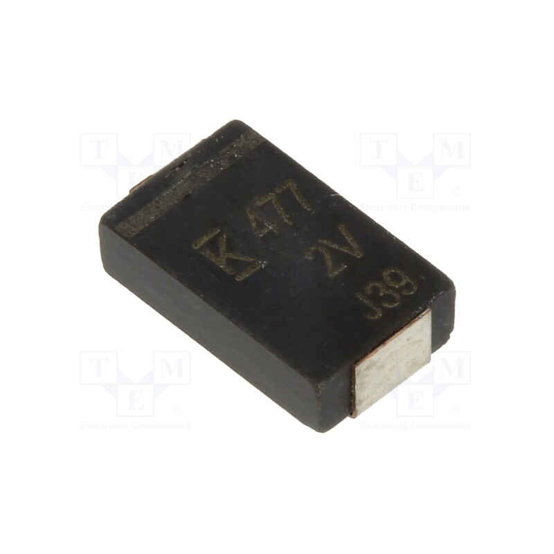 10 pcs : A720V477M002APE006 - Capacitor: polymer, low ESR, 470uF, 2VDC, V, 2917, ESR: 6mΩ, SMD, ±20%