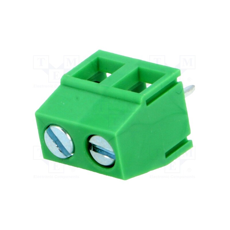 20 pcs : EB21A-02-C - PCB terminal block, angled 90°, 5mm, ways: 2, on PCBs, 1.5mm2, 8A