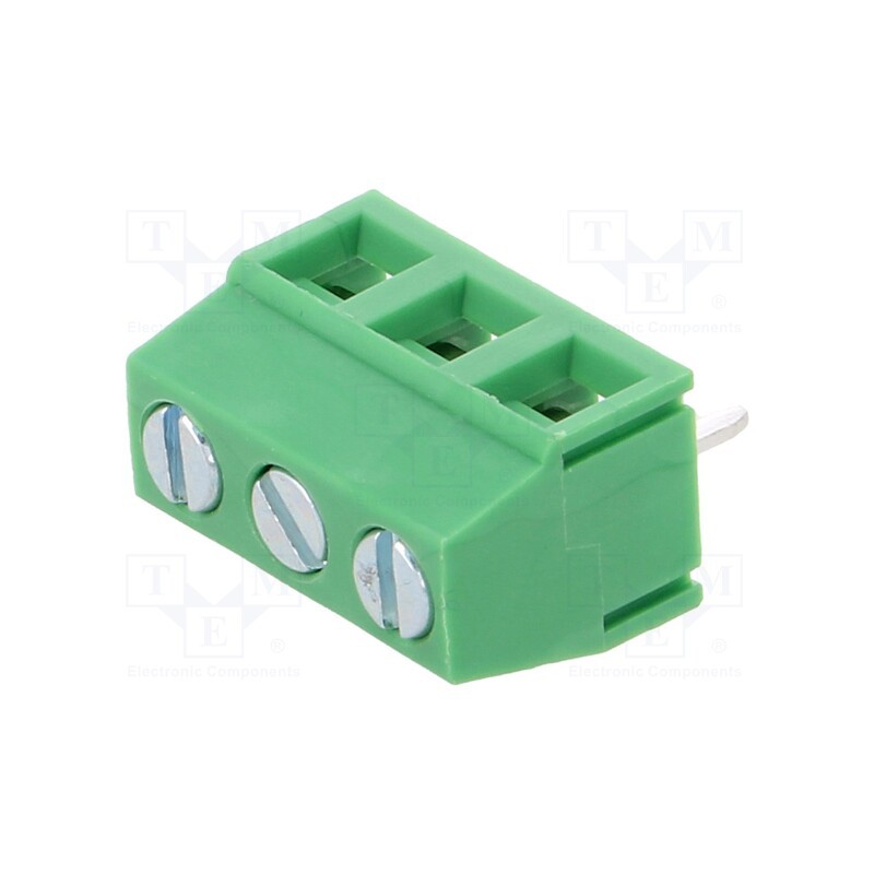 20 pcs : EB21A-03-C - PCB terminal block, angled 90°, 5mm, ways: 3, on PCBs, 1.5mm2, 8A