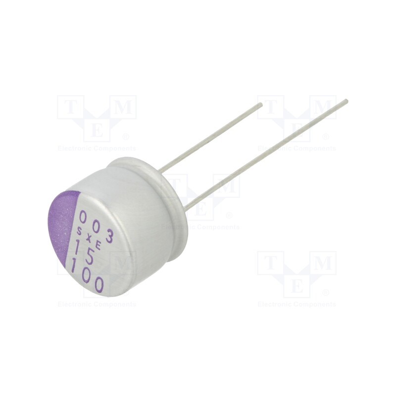 10 pcs : 100SXE15MX - Capacitor: polymer, 15uF, 100VDC, SXE, THT, ±20%, -55÷125°C, 1000h