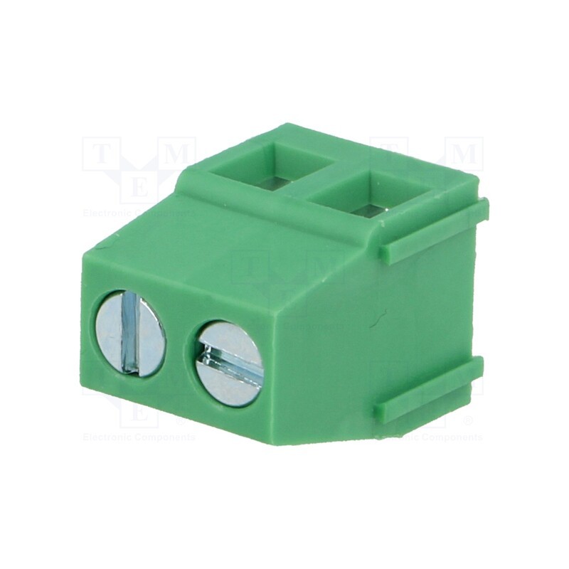 20 pcs : EBAG-02-C - PCB terminal block, angled 90°, 5mm, ways: 2, on PCBs, 2.5mm2, 16A