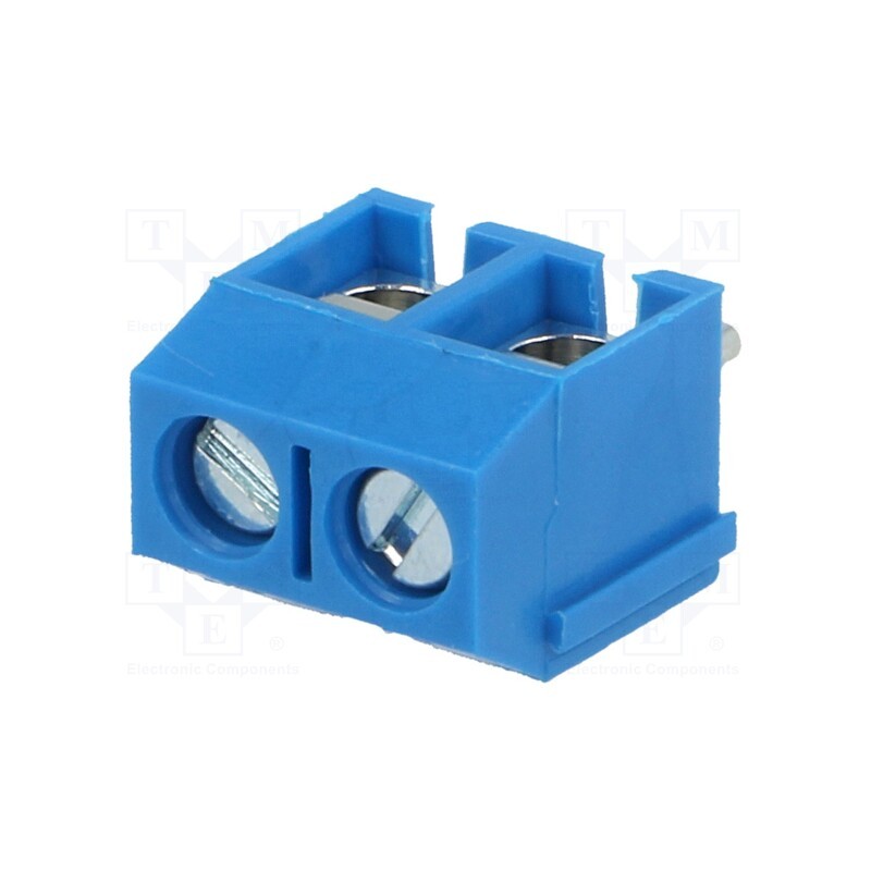 20 pcs : EBBA-02-C-SS-BU - PCB terminal block, angled 90°, 5mm, ways: 2, on PCBs, 1.5mm2, 16A