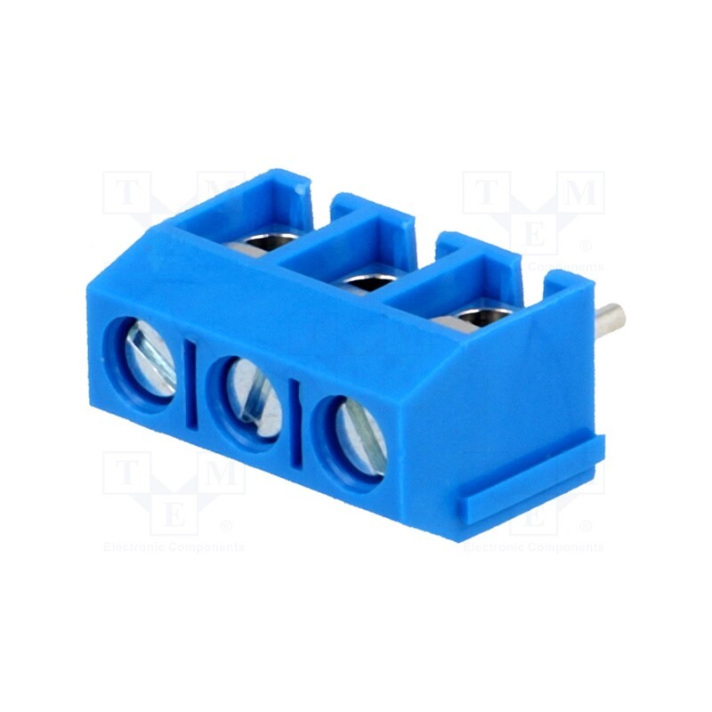 20 pcs : EBBA-03-C-SS-BU - PCB terminal block, angled 90°, 5mm, ways: 3, on PCBs, 1.5mm2, 16A