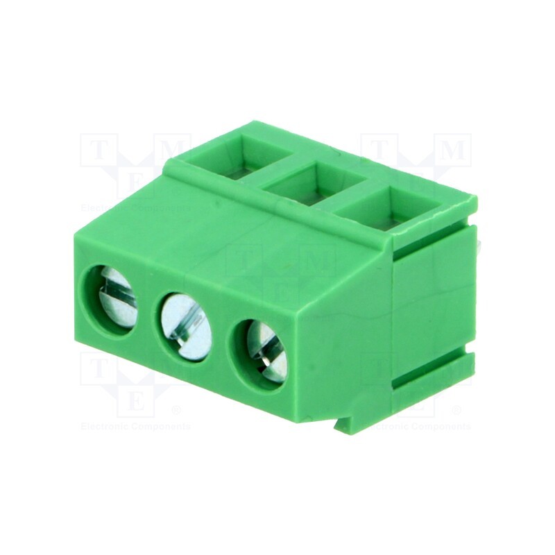 50 pcs : EBVA-03-C - PCB terminal block, angled 90°, 5mm, ways: 3, on PCBs, 2.5mm2, 15A