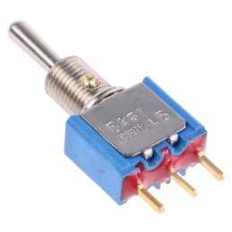 1 pcs - APEM Toggle Switch, PCB Mount, (On)-Off-(On), SPST, PC Terminal Terminal, 20V ac/dc