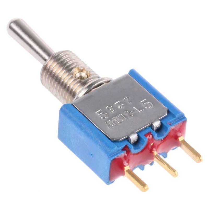 1 pcs - APEM Toggle Switch, PCB Mount, (On)-Off-(On), SPST, PC Terminal Terminal, 20V ac/dc