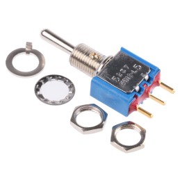 1 pcs - APEM Toggle Switch, PCB Mount, (On)-Off-(On), SPST, PC Terminal Terminal, 20V ac/dc