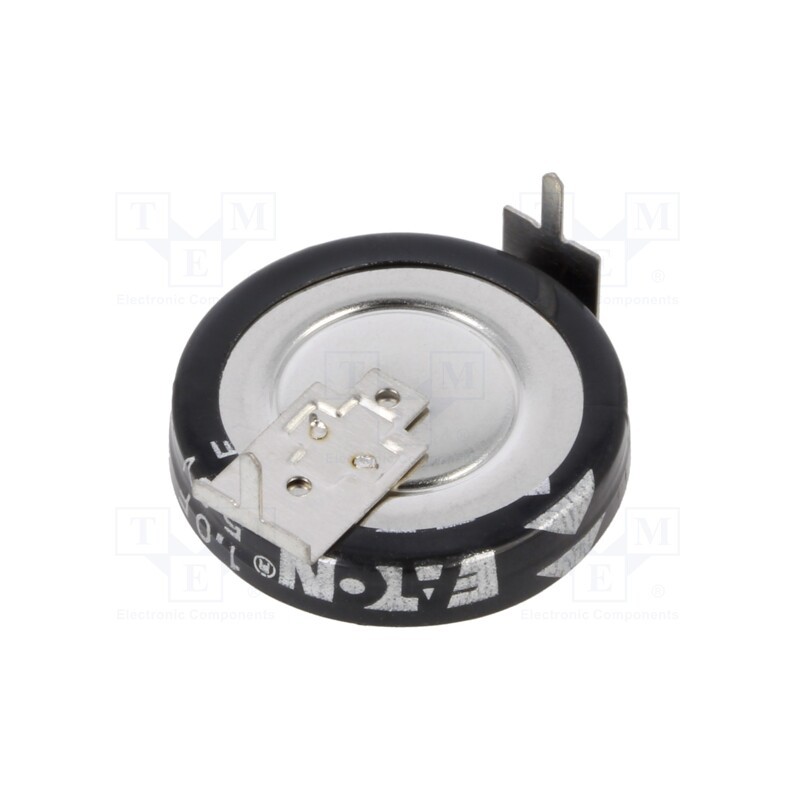 10 pcs : KVR-5R0H105-R - Supercapacitor, THT, 1F, 5VDC, -20÷80%, Body dim: Ø19.1x5.2mm, 30Ω