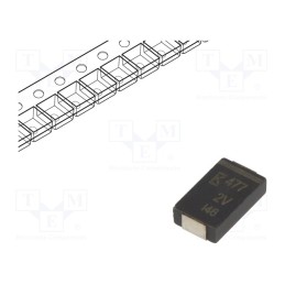 10 pcs : A720V477M002APE003 - Capacitor: polymer, low ESR, 470uF, 2VDC, V, 2917, ESR: 3mΩ, SMD, ±20%
