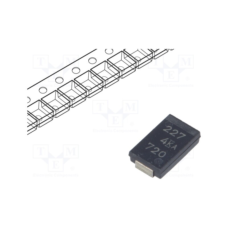 10 pcs : T591V227M004ATE018 - Capacitor: tantalum-polymer, low ESR, 220uF, 4VDC, V, 2917, SMD