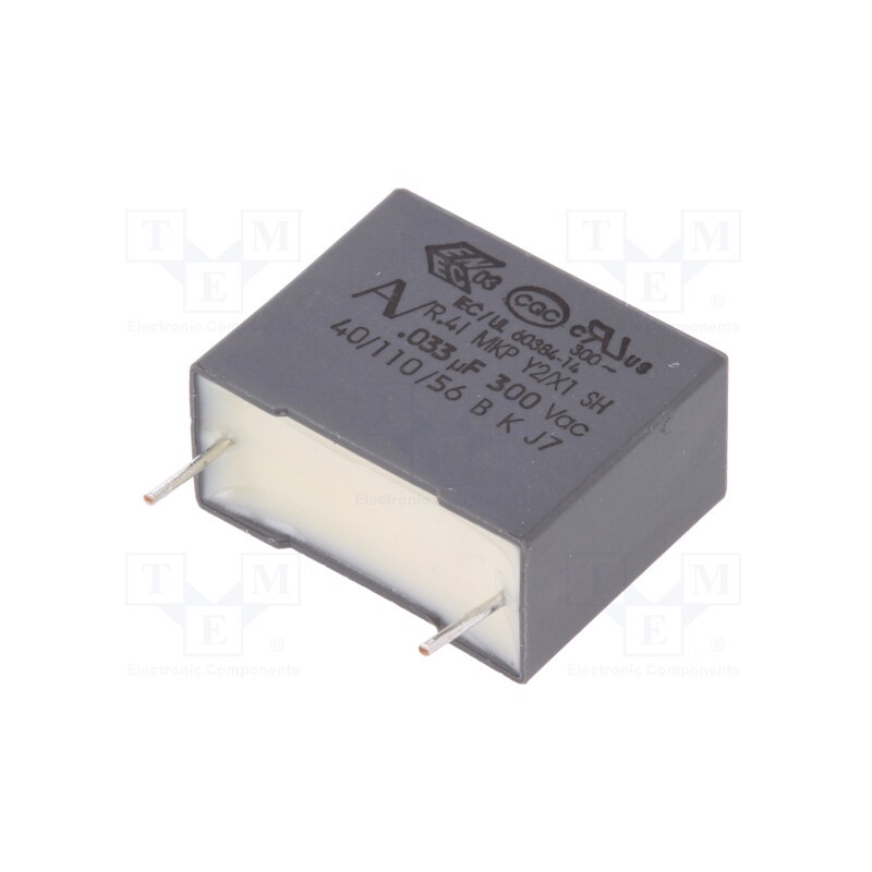50 pcs : R413I2330JE00M - Capacitor: polypropylene, 33nF, 18x7.5x13.5mm, THT, ±20%, 15mm