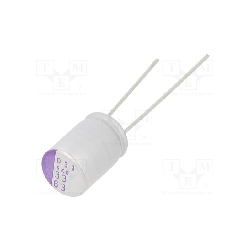 10 pcs : 63SXE33M - Capacitor: polymer, 33uF, 63VDC, SXE, THT, ±20%, -55÷125°C, 1000h