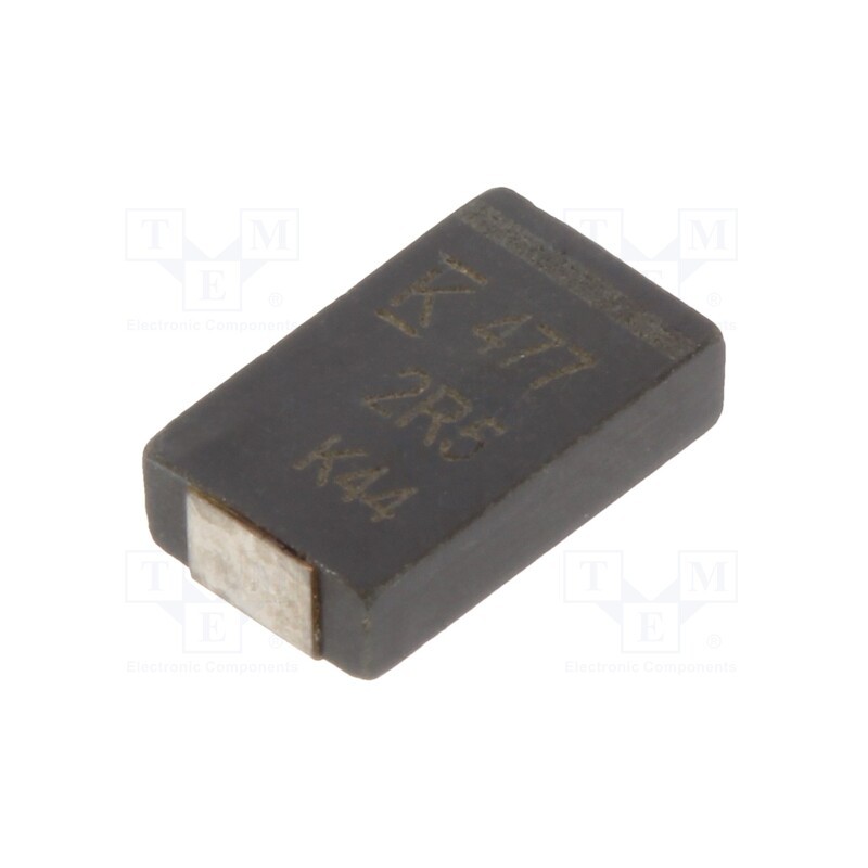 10 pcs : A720V477M2R5APE003 - Capacitor: polymer, low ESR, 470uF, 2.5VDC, V, 2917, ESR: 3mΩ, SMD