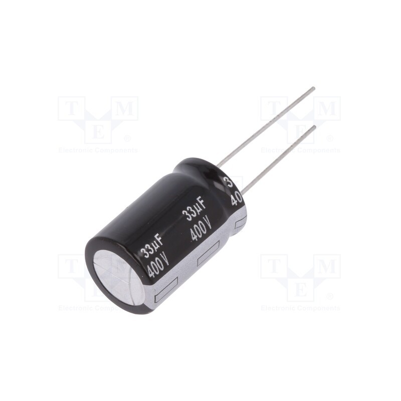 10 pcs : EEUEB2G330 - Capacitor: electrolytic, THT, 33uF, 400VDC, Ø16x25mm, Pitch: 7.5mm