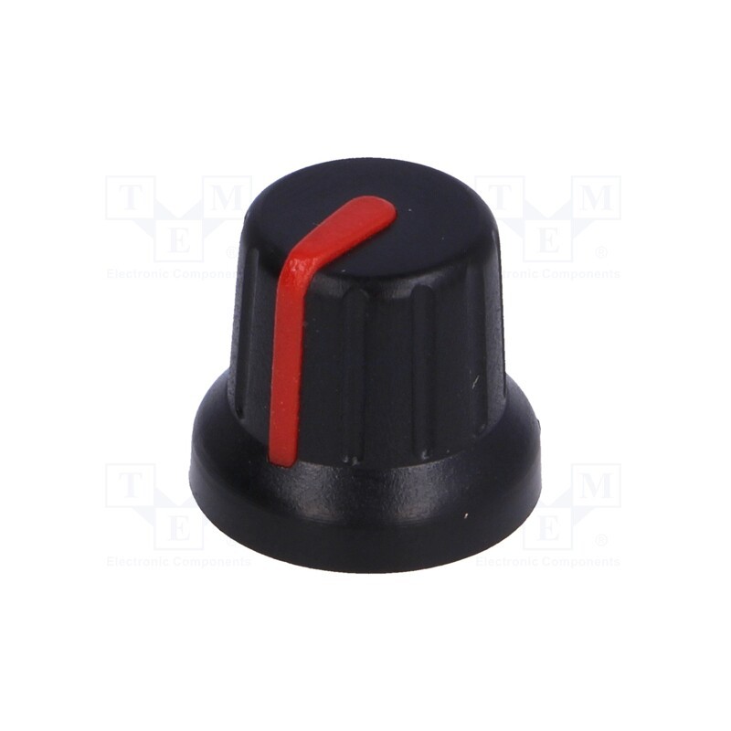 10 pcs : GMN-4RD - Knob, miniature,with pointer, ABS, Øshaft: 6mm, Ø16x14mm, black