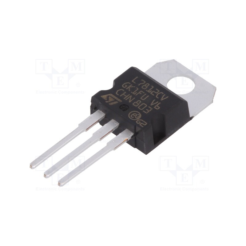 10 pcs : L7812CV - IC: voltage regulator, linear,fixed, 12V, 1.5A, TO220AB, THT,