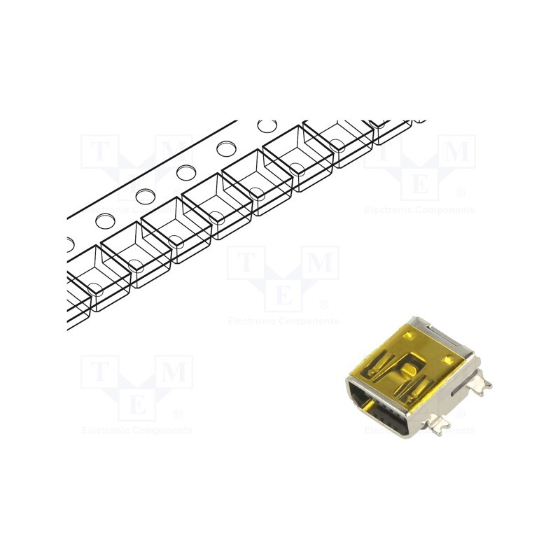 10 pcs : ESB35101000Z - Socket, USB C, SMT, PIN: 5, horizontal