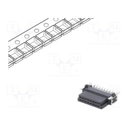 10 pcs : ESMC-F-16-SGR-SMT-T/R - Connector: PCB to PCB, female, PIN: 16, 1.27mm, -55÷125°C, UL94V-0