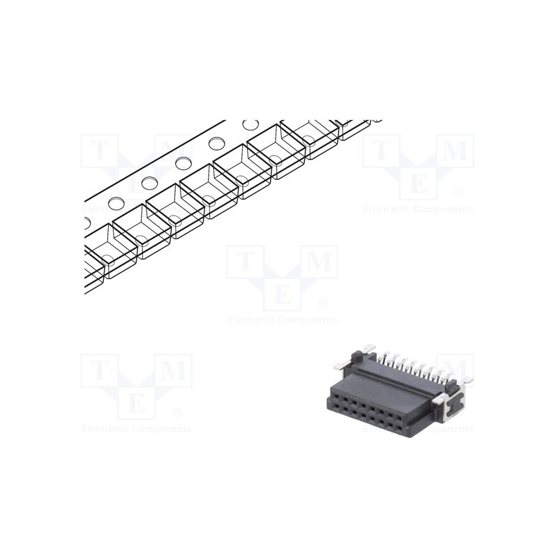 10 pcs : ESMC-F-16-SGR-SMT-T/R - Connector: PCB to PCB, female, PIN: 16, 1.27mm, -55÷125°C, UL94V-0