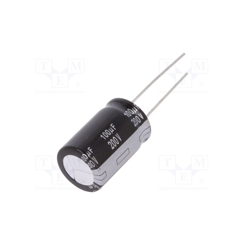 10 pcs : EEUEB2D101 - Capacitor: electrolytic, THT, 100uF, 200VDC, Ø16x25mm, Pitch: 7.5mm